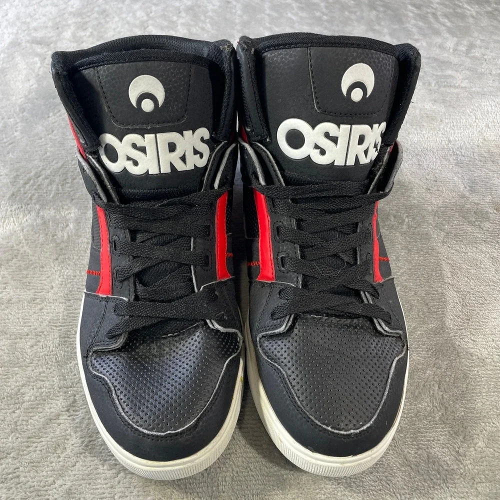 Osiris Clone High Top Skate Shoes Sneakers Mens 9.5 Black Red Streetwear Urban